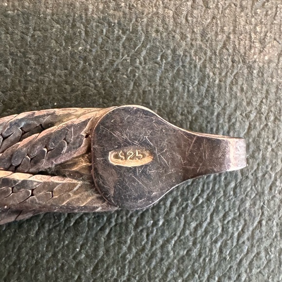 Vintage 925 Sterling Silver Made in Italy Herringbone Braided Bracelet - Picture 5 of 10